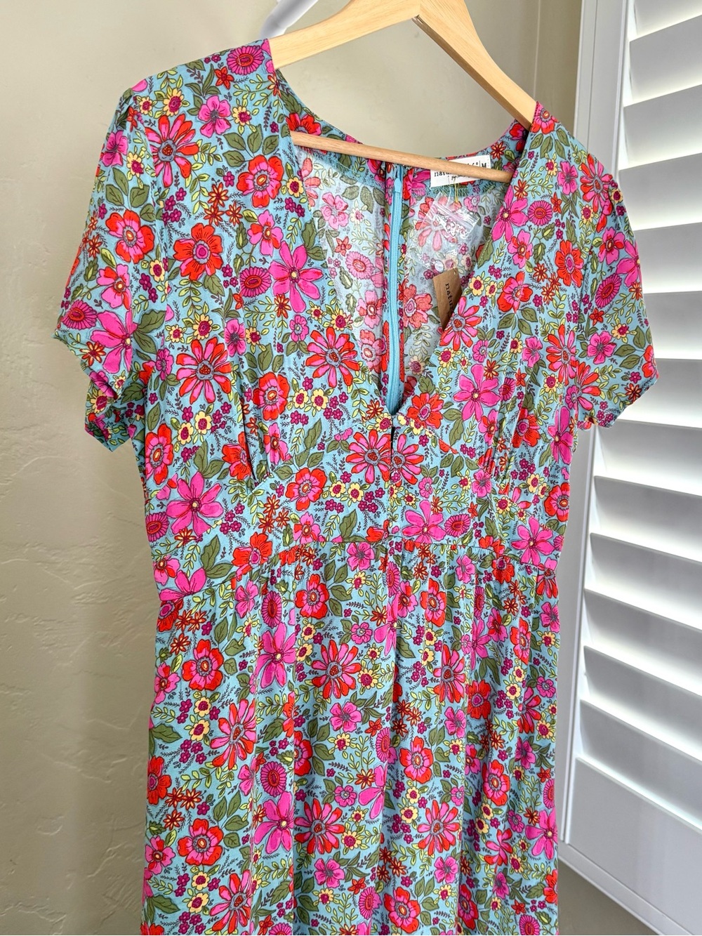 NATURAL LIFE Evangeline Pink and Turquoise Floral Maxi Dress Medium NWT - Picture 7 of 11